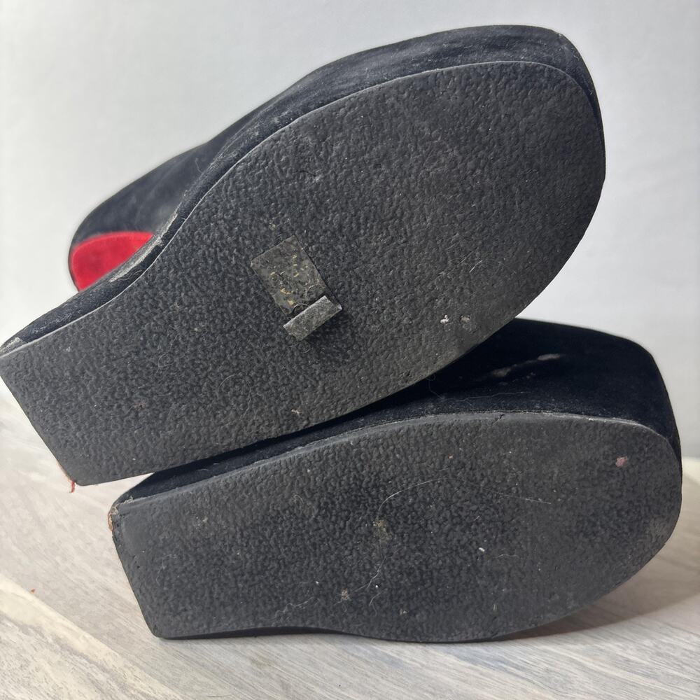 Black Platform Wedge Mary Jane Heels Womens Size 10 Faux Suede Gothic Punk - Picture 6 of 11